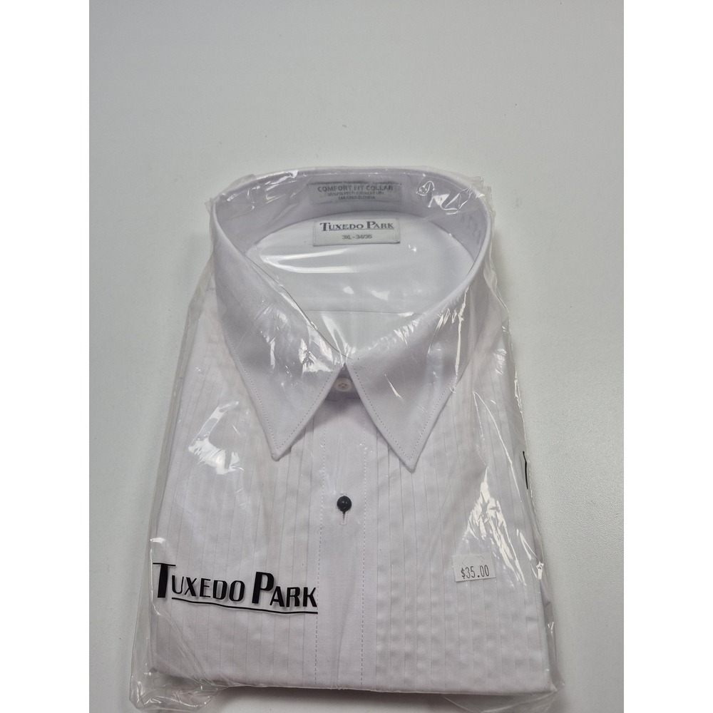 Tuxedo Park Dress Shirt Mens 3XL 34/35 White Pleated French Cuff Tuxedo